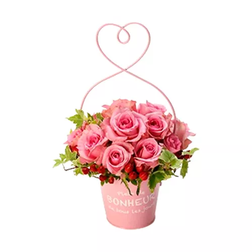 Delicate Pink Rose Pot Arrangement