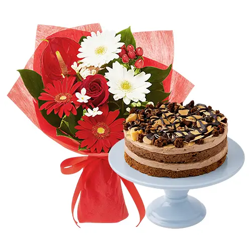 Sweet Holiday Bundle Cake And Bouquet