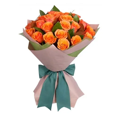 Vibrant 12 Orange Roses Bouquet